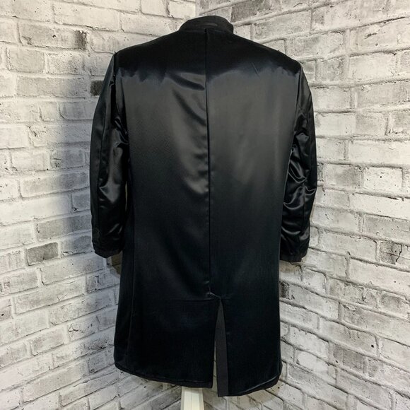 Hugo Boss Wool Trench Coat Large Black Preppy Old Money Corpcore 90s Overcoat - Picture 10 of 16